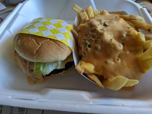 cheeseburger and west coast style fries