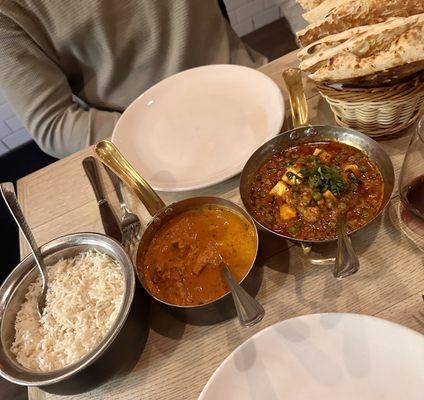 Butter Chicken and Matar Paneer