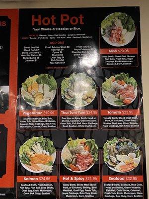 Hot Pot Menu