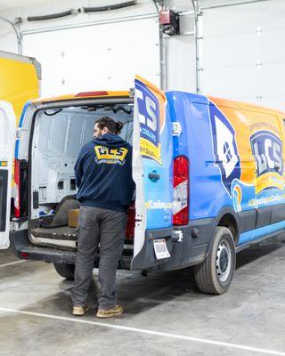 Loading the van for a new furnace & A/C installation