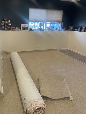 New carpet being installed.