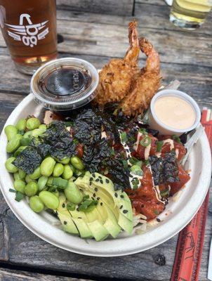 Spicy Tuna Bowl with Coconut Butterfly Shrimp