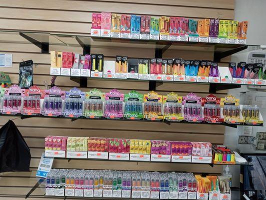 Check out our display of Puff bars, Bang bar, Puff extra, and Puff plus !! With all the flavors and size u need u will find your fix!!!!