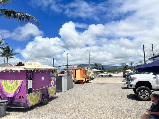 View of food truck stands in area