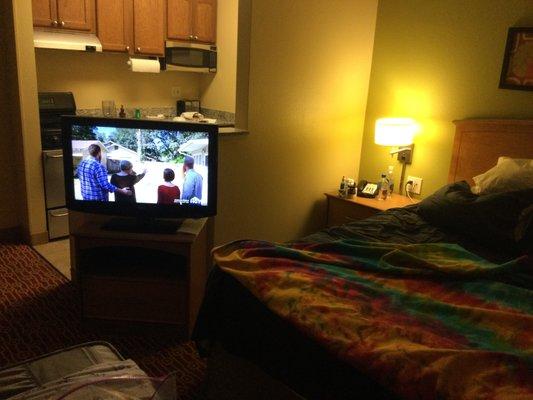 Odd tv placement.No tv from bed watching