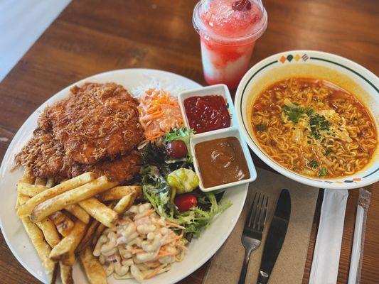 Donkatsu + Ramen ($23) | Rose K-Yogurt ($6)