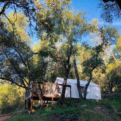 Glamping at our private American River rafting campground.