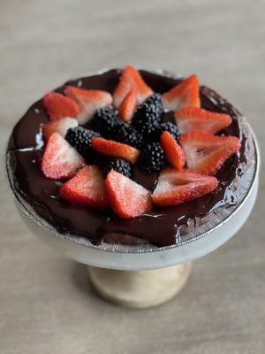 Chocolate cassis cake with berries