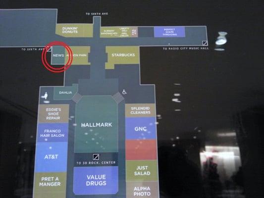 Rockefeller Concourse Level Map