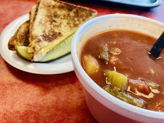 Grilled Cheese & Veggie Soup