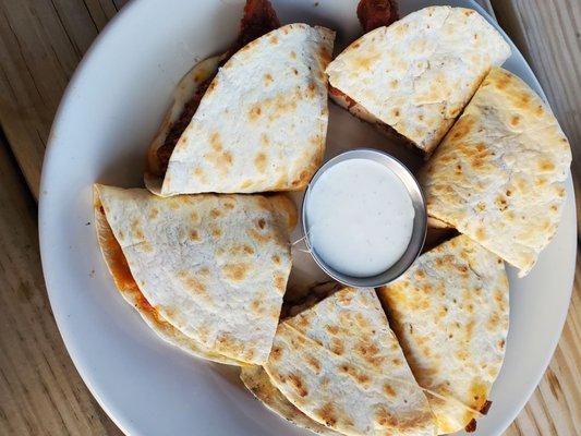 Buffalo chicken quesadillas