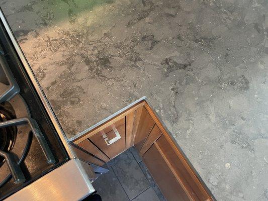 Overhead view of matte finished counters