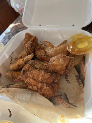 Plain wings with Carolina Gold sauce on the side.