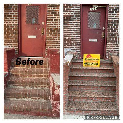 Masonry work front steps