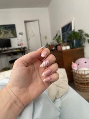 french tip gel nails, 2 weeks grown out