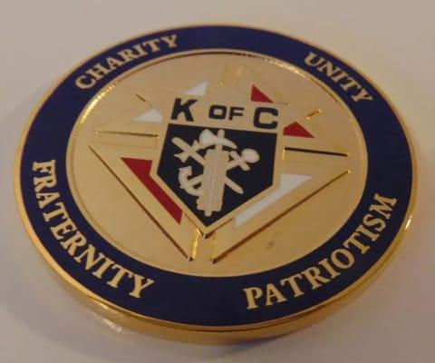 The BEFORE shot of the Knights of Columbus challenge coin I had brought in to be worked on.