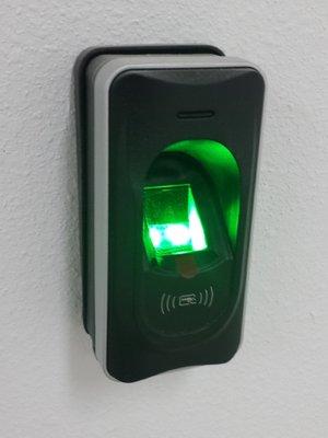 Fingerprint reader for access control system at a site in Cheney, WA.