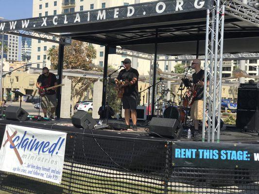 Stage and band at Ruocco Park San Diego