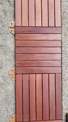 DIY Deck Tiles.  Interlocking and simple to install.  Batu Mahogany.