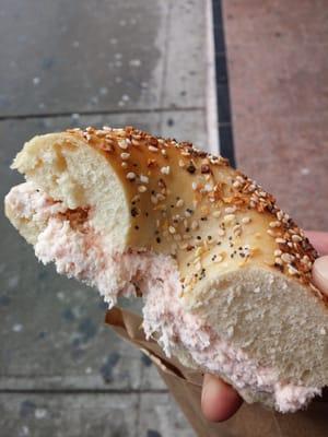 Everything bagel with lox spread. Not so spectacular.