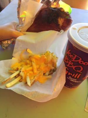 Turkey leg, cheese fries, & sweet tea.