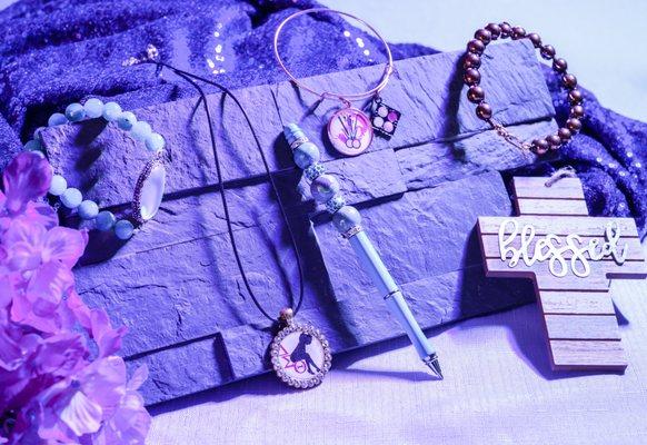 Beaded Bracelets, Custom Photo Necklaces, Bangles, Charmed Writing Pens & more!