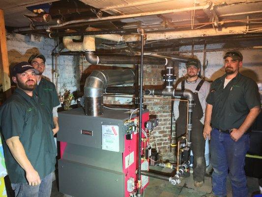 McElroy's install team completes a Crown Steam Boiler installation in historic Topeka neighborhood home.