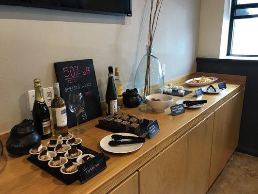 Desert Buffet: tiramisu,German Chocolate cake,Chinese cinnamon donut balls,strawberry shortcake,fresh fruits.