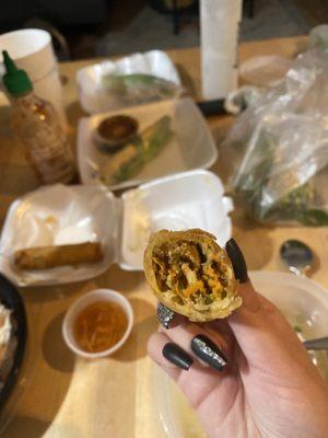 Inside the vegetarian spring roll