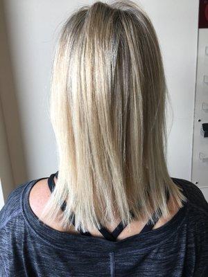 Light Blonde Foil Highlights. Dimension and different tones.