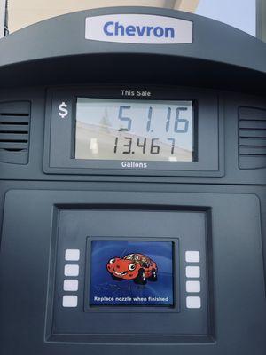 My bill...$51.16 and the cutest little red car was smiling at me!