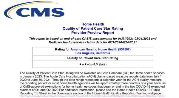 American Nursing Home Health Care is rated 4.5 stars!