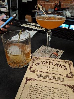 Old fashioned and appricot infused whiskey based drink made on the fly