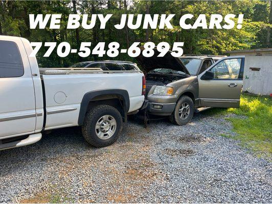 We buy junk cars! Call or text today 770-548-6895