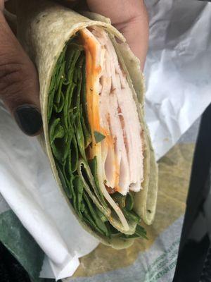 The wrap tastes like rubber but love the spicy sauce.