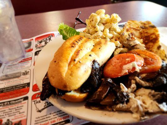 Portobello and Goat Cheese Panini and Macaroni Salad