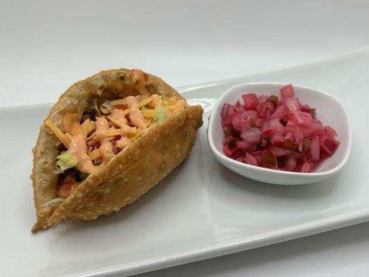 OMG - chopped cheese empanada so glad to have delicious vegan options