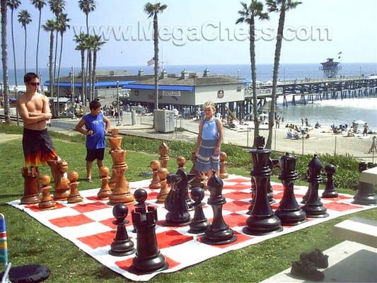 Our 36" teak chess set in action at the beach!