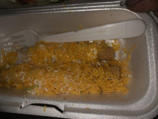 Grossness at its 3 Rolled Tacos with Cheese, Sour Cream and Queso stay away! I'll pay you to take it away and not serve me