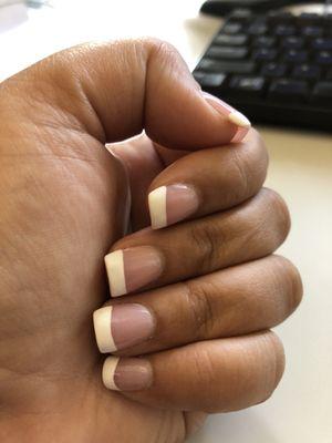 Acrylic set with regular French manicure.