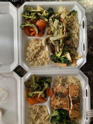 Hibachi salmon and veggies