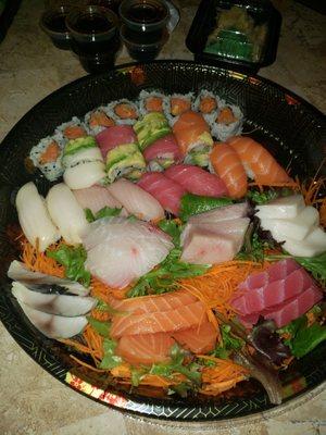 Sushi & Sashimi for two. Amazing, always fresh, nice big pieces of fish.