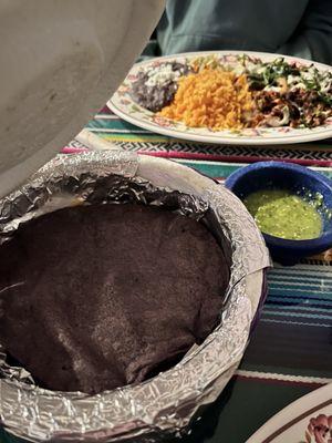 Fresh and delicious blue corn tortillas