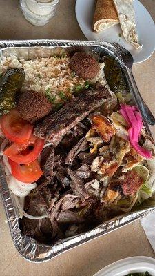 La Pita Mix Shawarma Combination with a side of Beef Kafta.