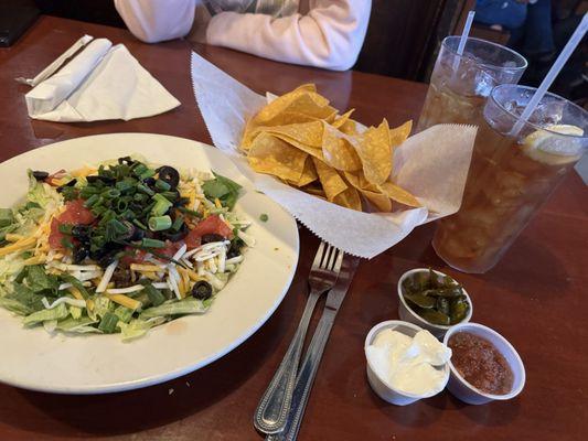 taco salad with fresh fried chips