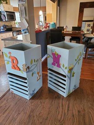 Custom built toddler counter height stool with adjustable platform