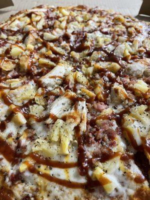 Bbq chicken bacon pizza with pineapple