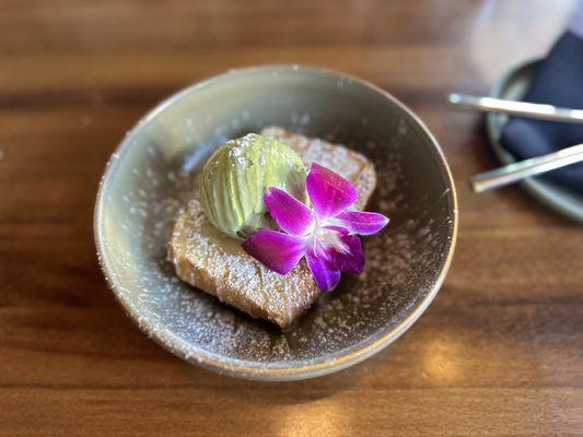 Japanese butter toast with matcha ice cream