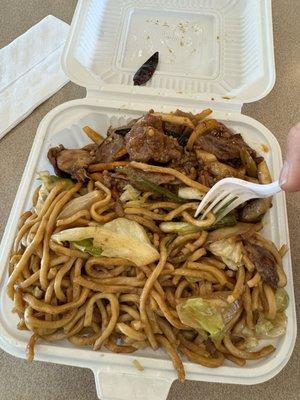 2 item meal - chow mein and spicy beef