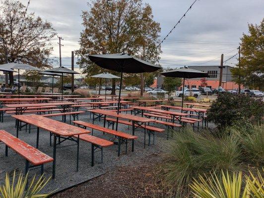 Outside beer garden at Monday Night Brewing, Charlotte